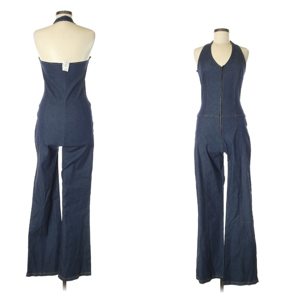 Denim halter jumpsuit